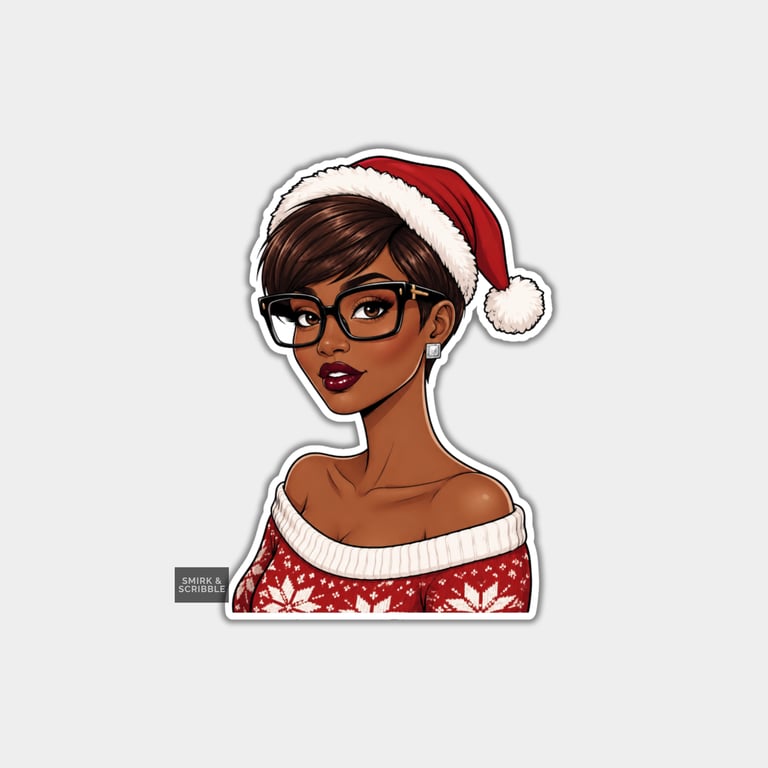 Funny Christmas Sticker Vinyl Xmas Decal For Adults - Festive Woman