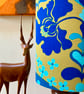 Retro 60s 70s Art Nouveau SALANGOR Textra Blue Vintage Fabric Lampshade option  - Image 3