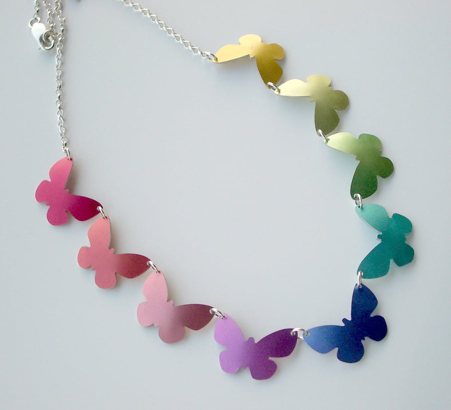 Butterfly necklace in rainbow colours