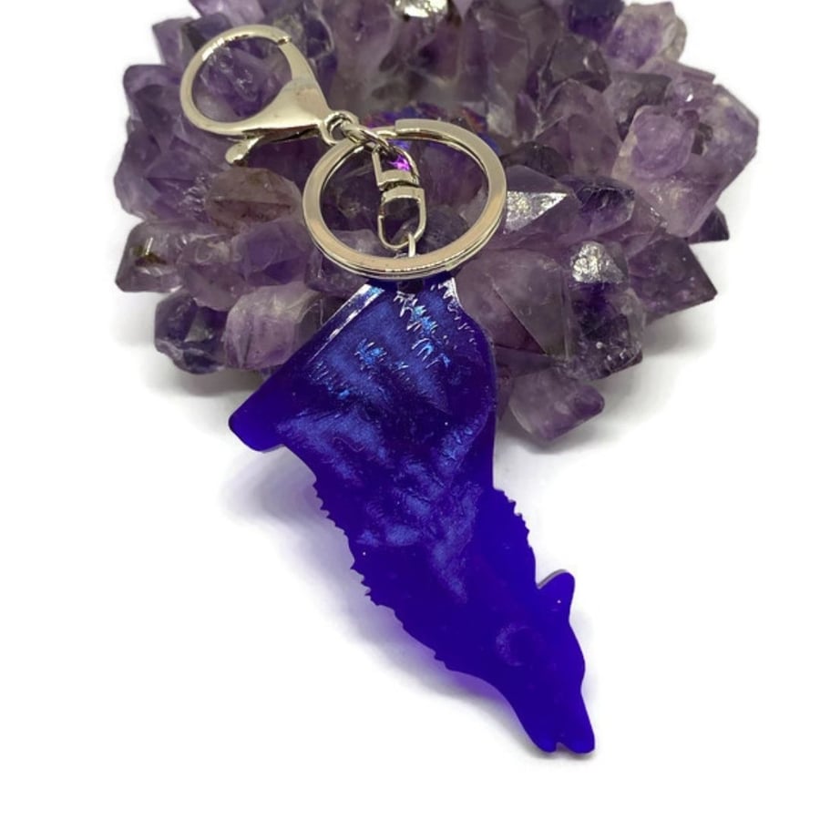 Purple wolf keyring