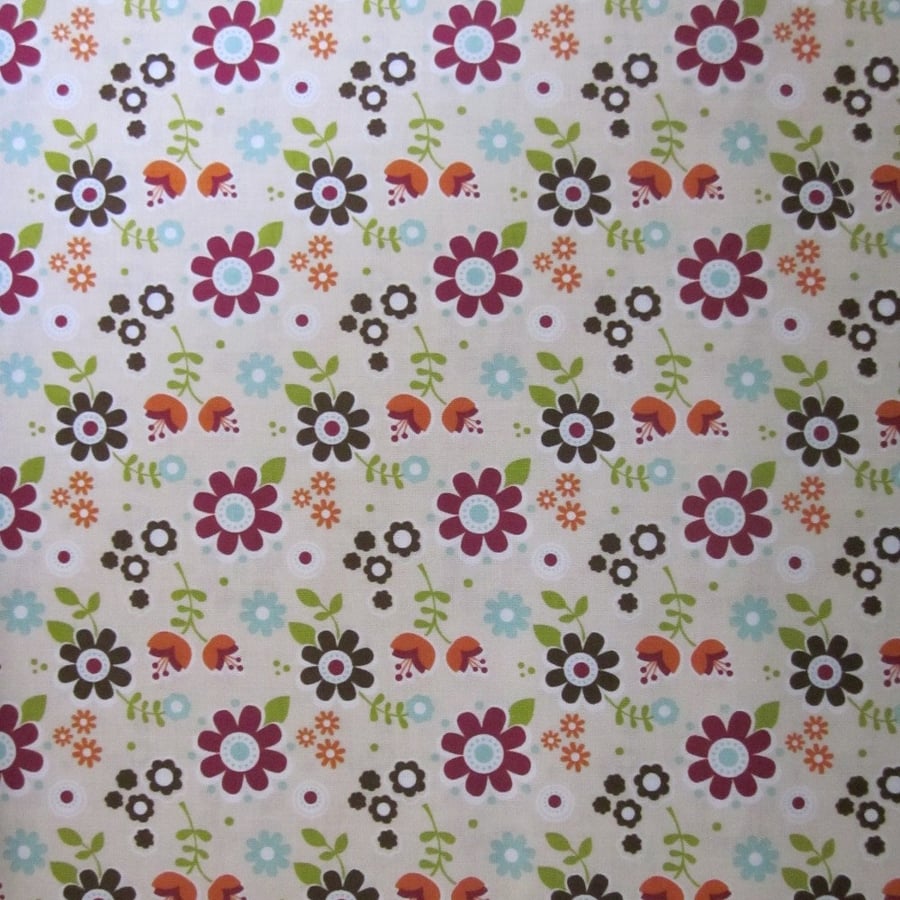 Riley Blake Little Matryoshka Flower Pattern Cream Fabric Fat Quarter