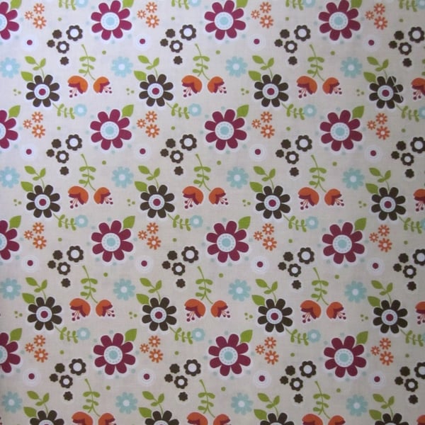 Riley Blake Little Matryoshka Flower Pattern Cream Fabric Fat Quarter