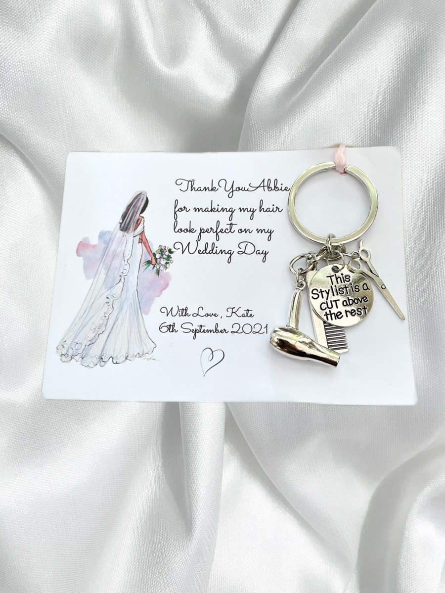 Wedding Hairdresser Thank you Keychain