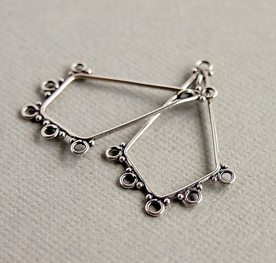 2 x Bali .925 Silver Chandelier Drop Oxidised Earring Components (1 Pair)