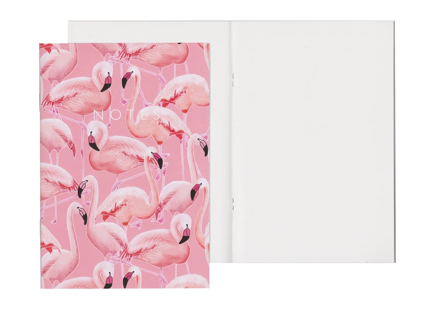 Plain Pages A5 Notebook - Pink Flamingos