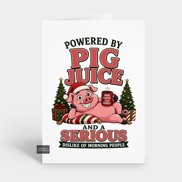 Funny Christmas Card For Him Or Her - Pig Juice 