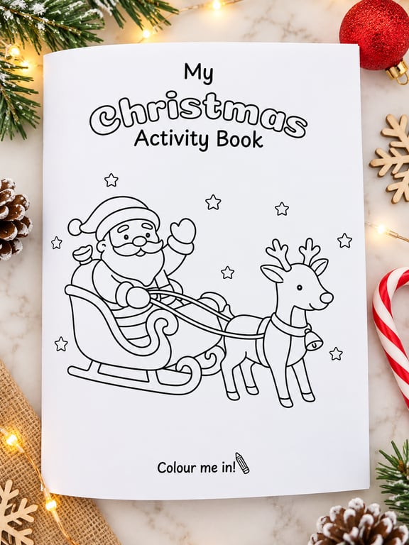 Christmas Kids Activity Book A5 - 12 Page Colouring, Puzzles & Santa Letter