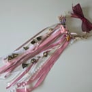 Beautiful WitchBells a tapestry lies nestled within a 8"circle of a bamboo ring 