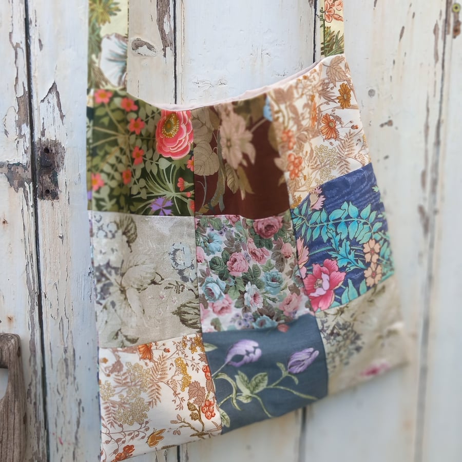 Handmade packwork bag long handle