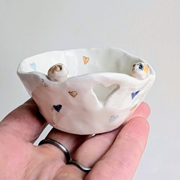 Handmade tealight with 2 guinea pigs, hearts & footprints, Perfectly Imperfect