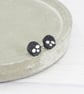Titanium posts - Black glitter acrylic small skull stud earrings - Image 6