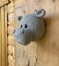 Crochet hippo head wall decoration