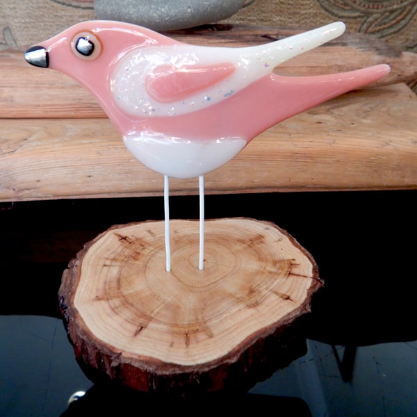 Artist made Fused Glass Little Bird.