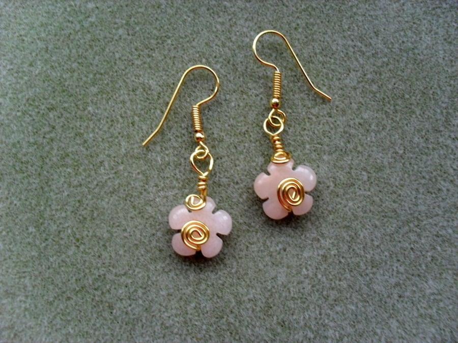 SALE!! was 4.50 now 2.50 Quartzite Flower Drop Earrings