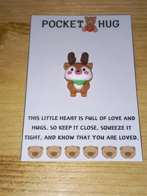 Christmas pocket hug reindeer-Handmade Christmas pocket hug
