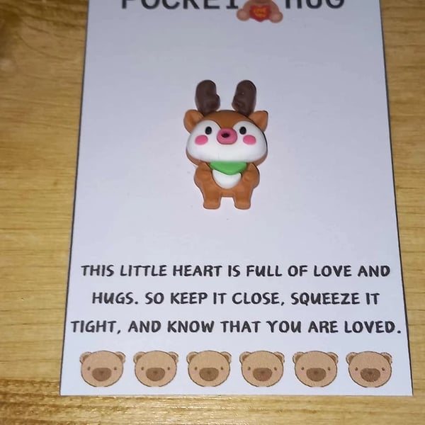 Christmas pocket hug reindeer-Handmade Christmas pocket hug