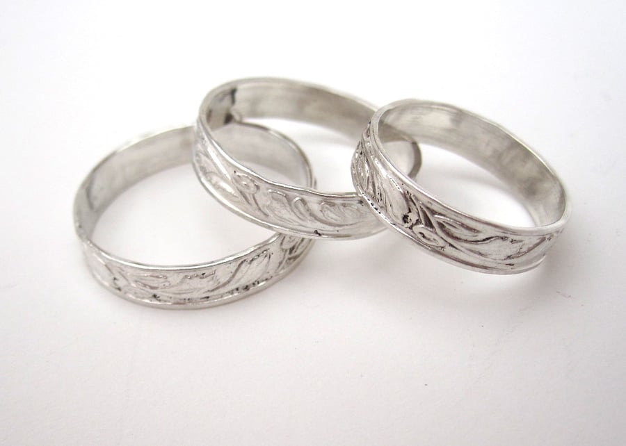 Two Traditionally Patterned Silver Rings - (made by artist maker) For Pamela 