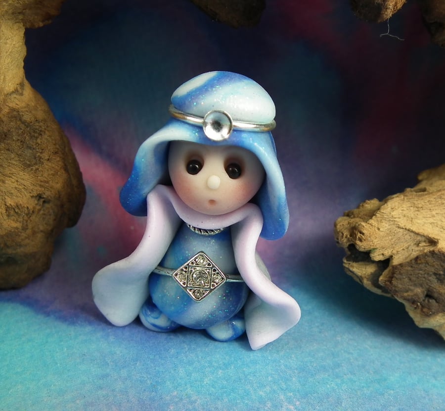Princess 'Kristle' Tiny Royal Gnome with Crown Jewels OOAK Sculpt by Ann Galvin