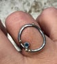 Topaz Rock Pool Ring, circle ring, hammered ring, gift for her, oxidised ring,  - Image 5