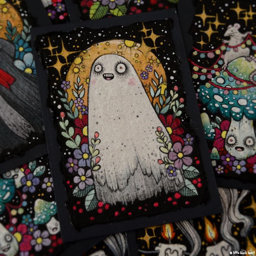 festive creepmas spirit - original aceo illustration