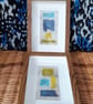 Colourful Combinations Yellow Blue Turquoise Handstitched Geometric Art Pictures - Image 6