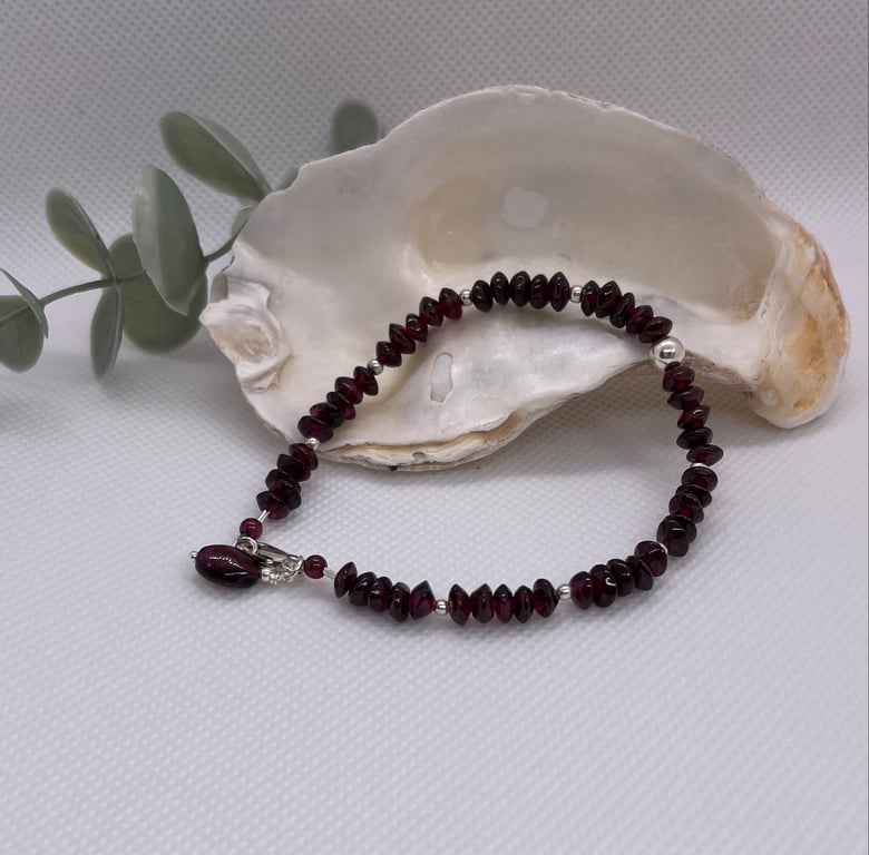 Garnet and silver bracelet