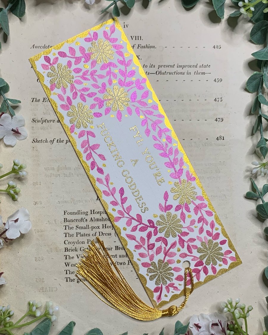 FYI: You Are A Fucking Goddess Handmade  Bookmark