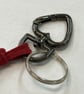 Dark Red Suede Keyring - Bag Charm w Gunmetal Heart shaped Carabiner - Image 4