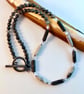 Picasso Jasper Necklace, Blue Chalcedony, Larvikite & Pyrite - Handmade In Devon - Image 3