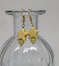Butter yellow howlite star and agate bead earrings with gold coloured ear wires  - Image 7