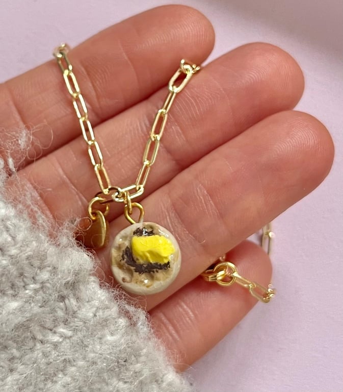 Handmade crumpet bracelet, Breakfast Charms, Air Dry Clay Food Jewelry