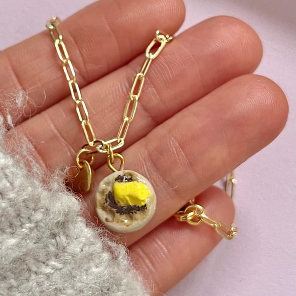 Handmade crumpet bracelet, Breakfast Charms, Air Dry Clay Food Jewelry