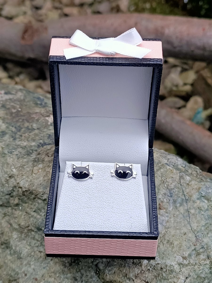 Black Cat Silver earrings
