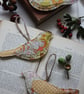 Recycled hanging fabric bird trio in Autumnal shades of yellow and orange  - Image 2