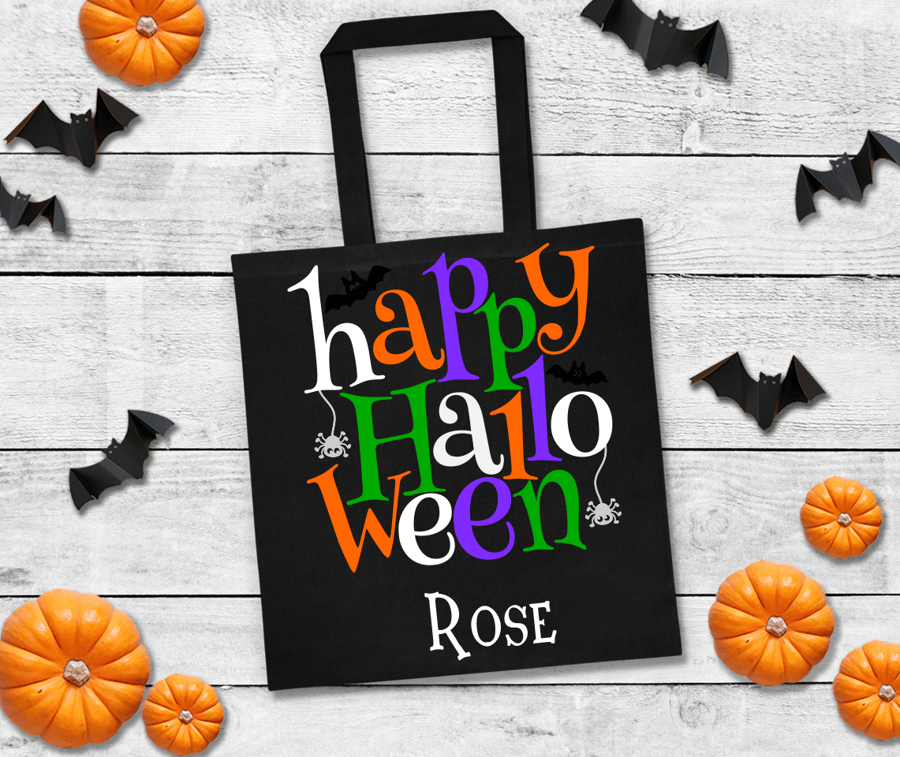 Trick or Treat Halloween, Childrens Bags,Personalised Halloween Tote Bag.