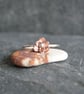 Sterling silver and copper botanical ring, dainty flower ring - Image 3