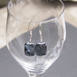 Larvikite and sterling silver earrings