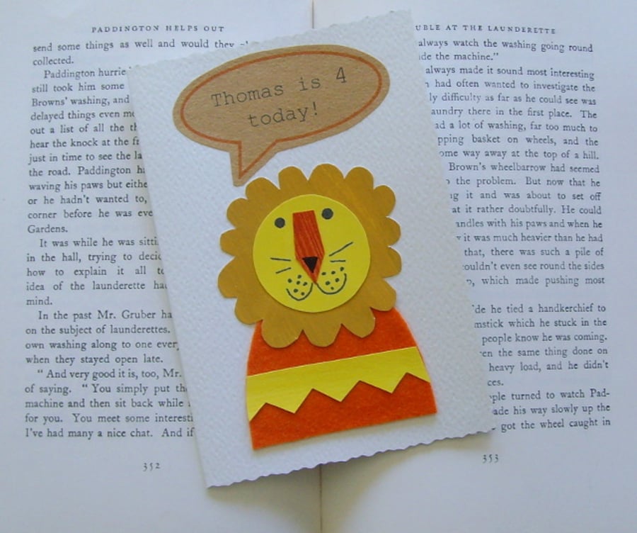 birthday card  handmade lion