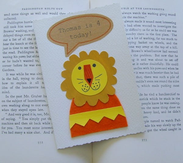 birthday card  handmade lion