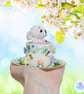 Crochet white mouse in an espresso teacup. Mouse ornament. Mouse decoration. - Image 4