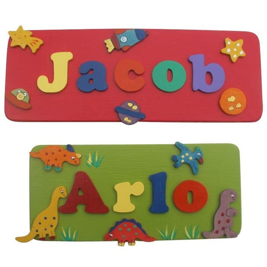 Decorated Name Plaques for Boys