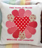 Appliqué & Embroidered Feature Cushion: Red Dresden 33cm (17") - Image 5