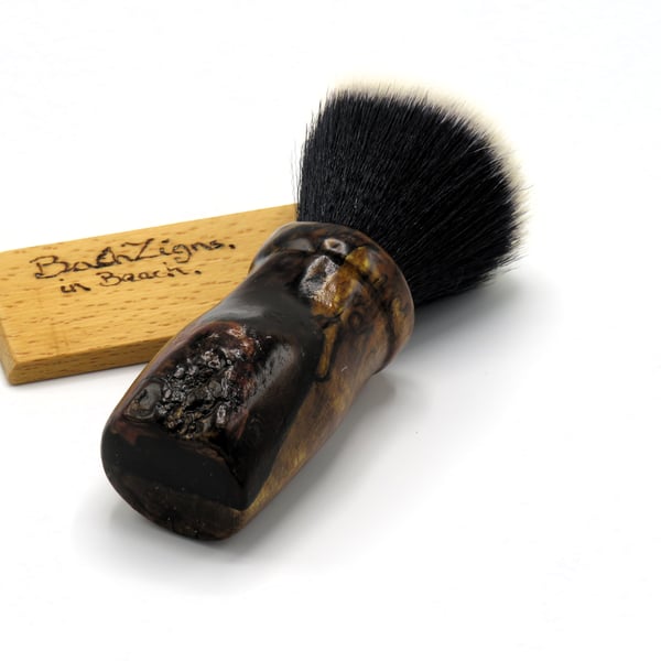 Shaving Brush Handcrafted from a Plum tree root with a Tuxedo Knot (SKU SB12)