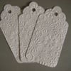 10 LARGE WHITE SNOWFLAKE EMBOSSED CHRISTMAS GIFT TAGS FOR PRESENTS