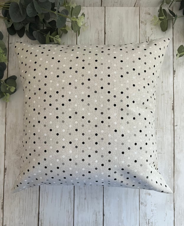 Square Cushion in a sparkly polka dot cotton rich fabric - Home Decor