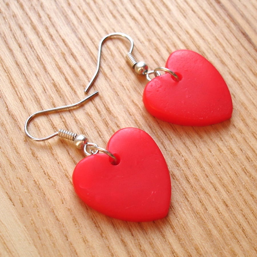 Red Heart Bead Earrings