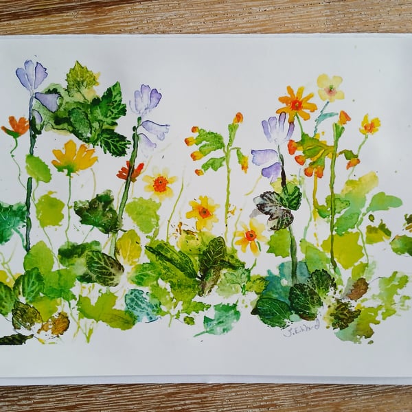 Spring flowers print card