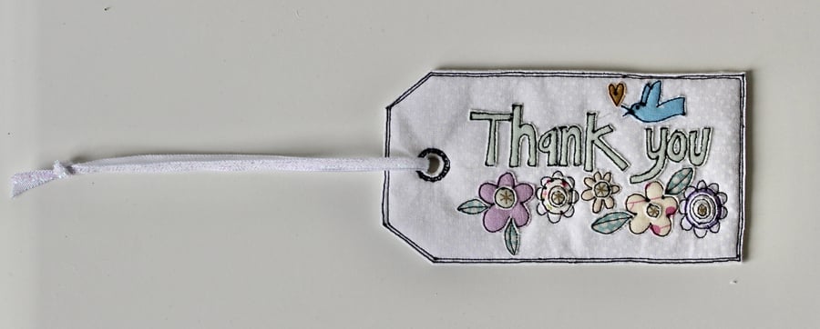 'Thank you' Number 3 - Handmade Fabric Gift Tag