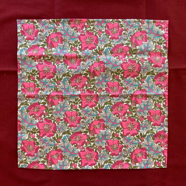 Handmade Liberty Tana Lawn Cotton Hankie - Millie Francesca Pink Pocket Square