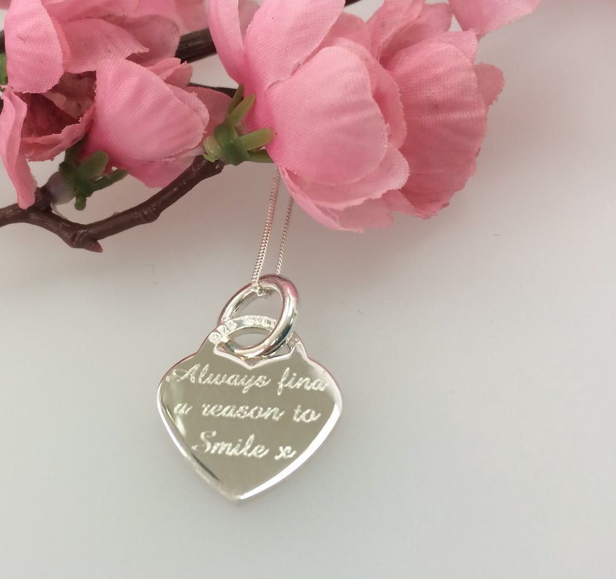 Personalised sterling silver heart necklace 
